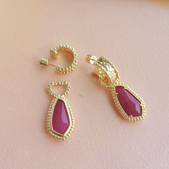 Alicia Bonnie - Sera Red Agate Gold Earrings - NEW - Picture 3 of 4